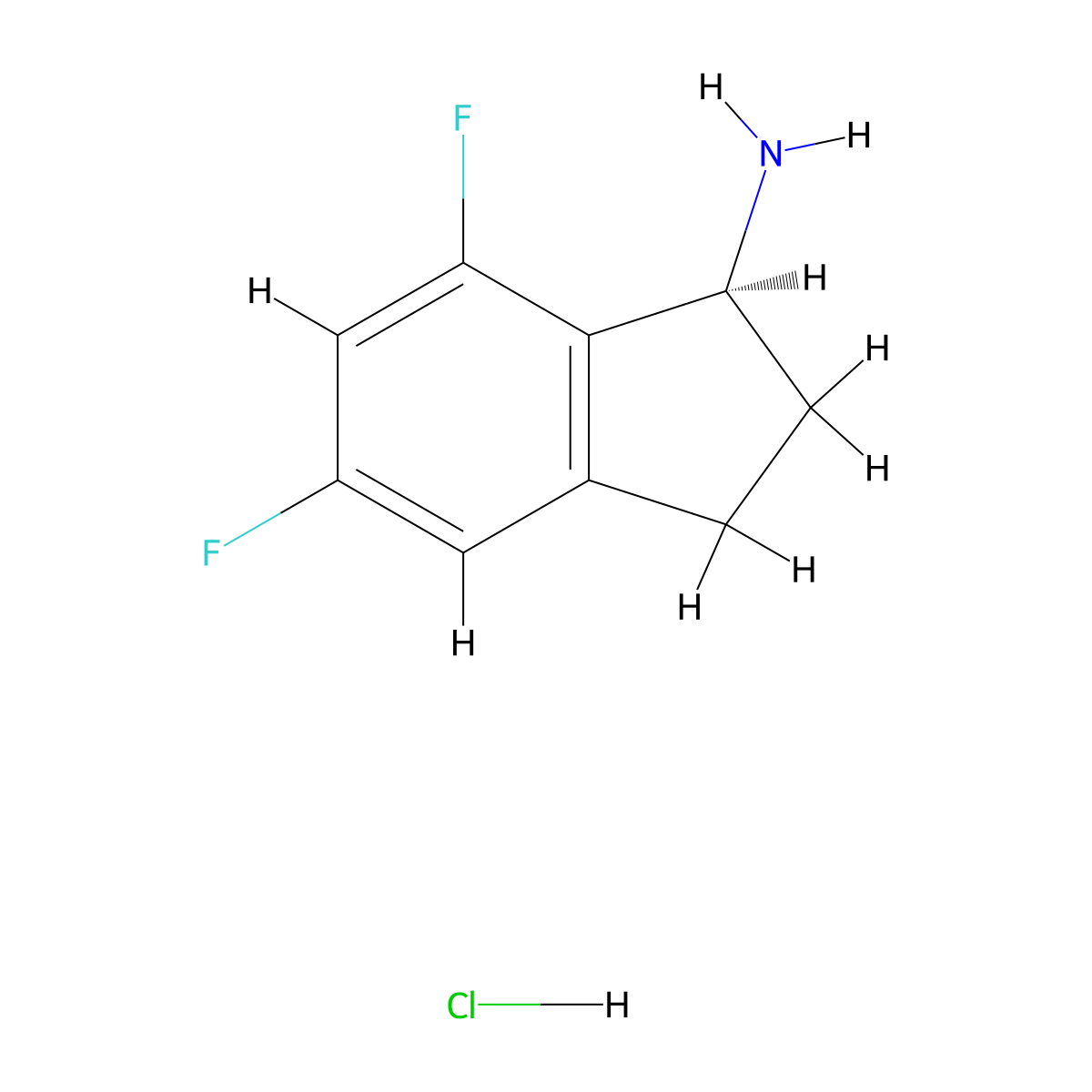 (S)-5,7-Difluoro-2,3-dihydro-1H-inden-1-amine hydrochloride molecular structure, CAS 2197054-96-7