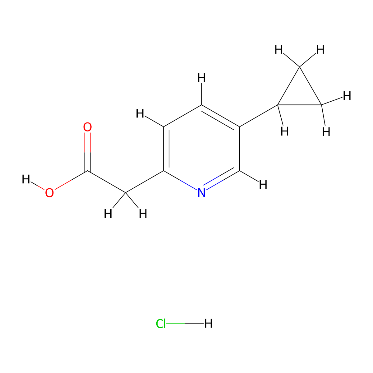 2-(5-Cyclopropylpyridin-2-yl)acetic acid hydrochloride molecular structure, CAS 2197055-09-5