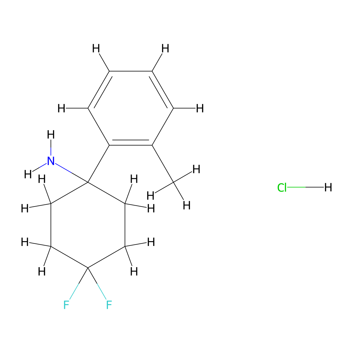 4,4-Difluoro-1-o-tolylcyclohexanamine hydrochloride molecular structure, CAS 2197055-10-8