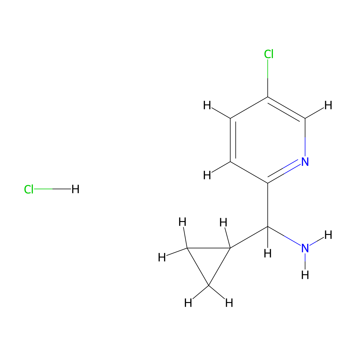 (5-Chloropyridin-2-yl)(cyclopropyl)methanamine hydrochloride molecular structure, CAS 2197055-11-9