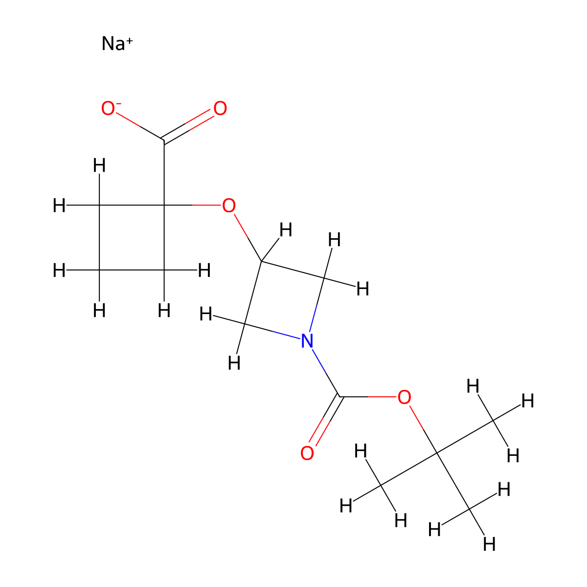 Sodium 1-[1-(tert-butoxycarbonyl)azetidin-3-yloxy]cyclobutanecarboxylate molecular structure, CAS 2197055-13-1