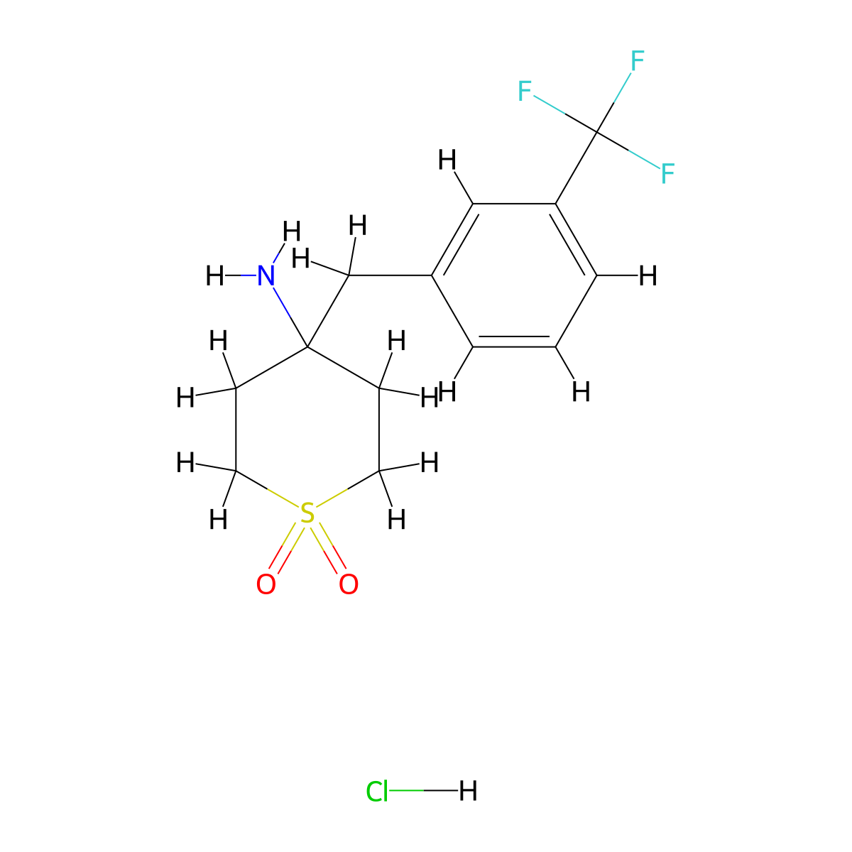 4-Amino-4-{[3-(trifluoromethyl)phenyl]methyl}-1lambda(6)-thiane-1,1-dione hydrochloride molecular structure, CAS 2197055-16-4