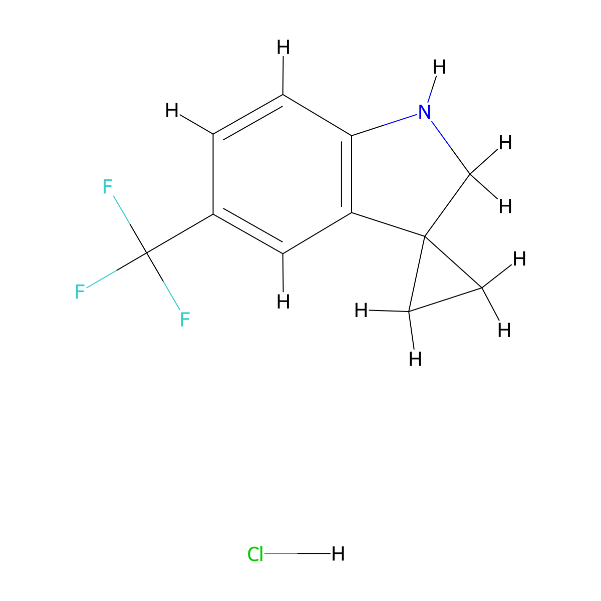 5'-(Trifluoromethyl)-1',2'-dihydrospiro[cyclopropane-1,3'-indole]hydrochloride molecular structure, CAS 2197055-28-8