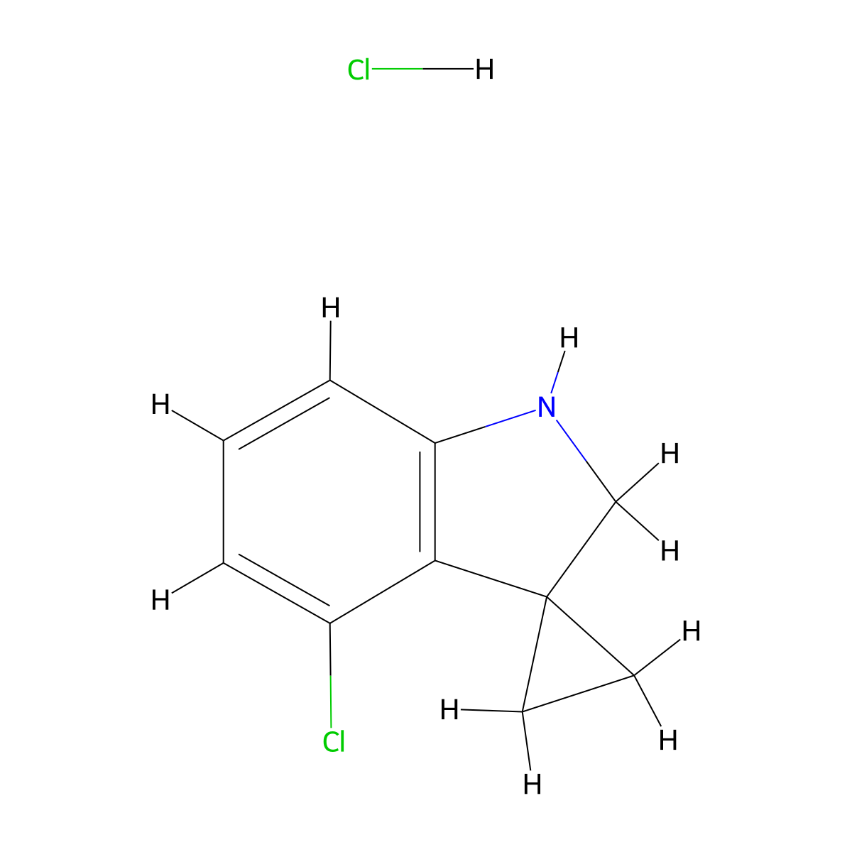 4'-Chlorospiro[cyclopropane-1,3'-indoline] hydrochloride molecular structure, CAS 2197055-30-2