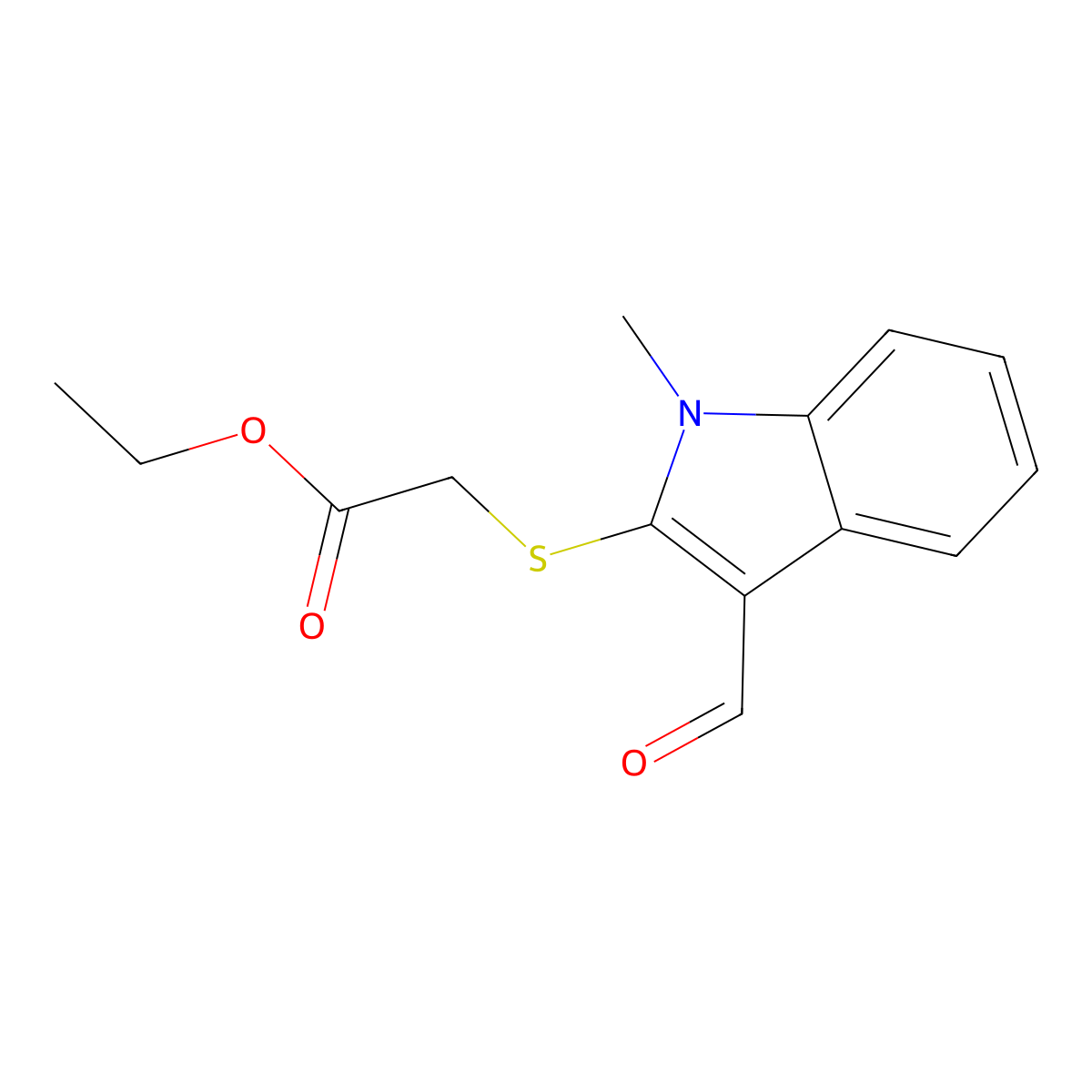 Ethyl [(3-formyl-1-methyl-1H-indol-2-yl)thio]acetate molecular structure, CAS 2197055-31-3