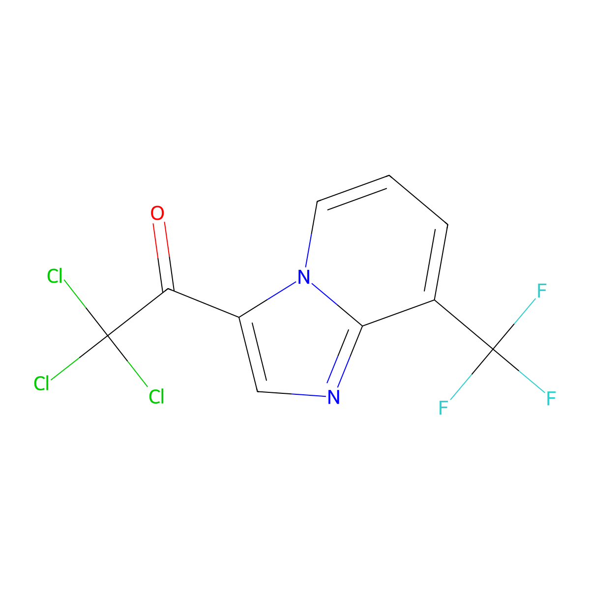 2,2,2-Trichloro-1-[8-(trifluoromethyl)imidazo[1,2-a]pyridin-3-yl]ethanone molecular structure, CAS 2197055-44-8