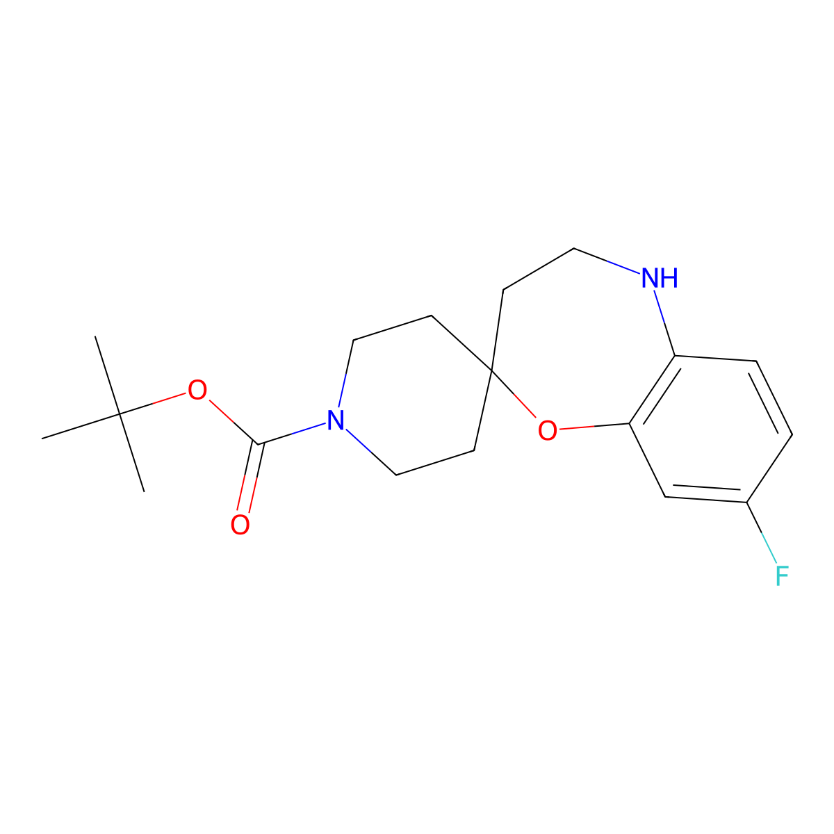 Tert-butyl 8-fluoro-4,5-dihydro-3H-spiro[1,5-benzoxazepine-2,4'-piperidine]-1'-carboxylate molecular structure, CAS 2197055-54-0