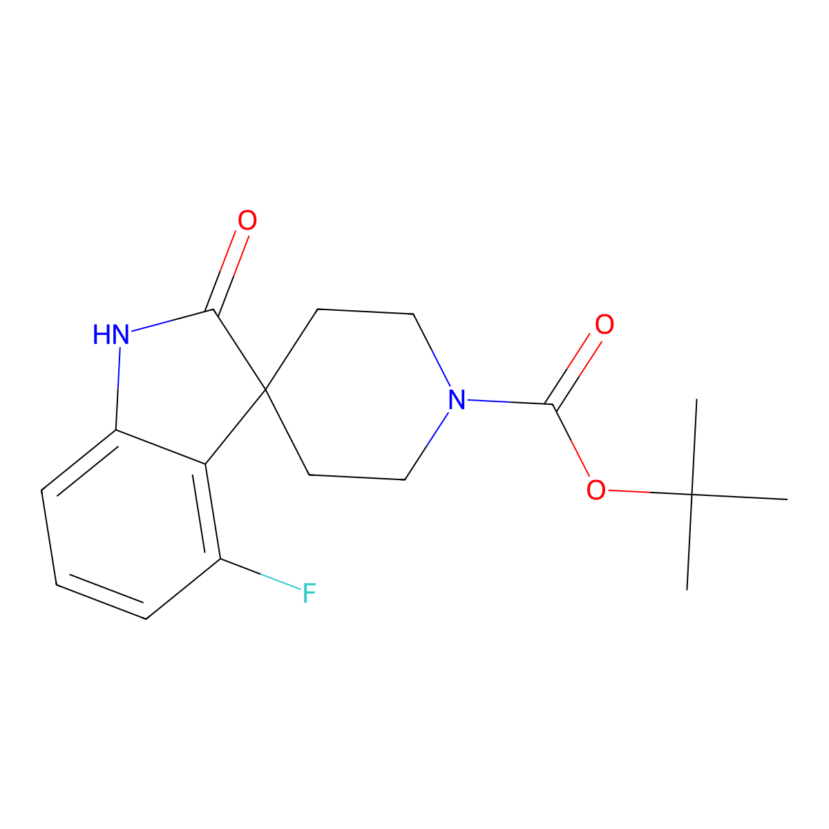tert-Butyl 4-fluoro-2-oxospiro[indoline-3,4'-piperidine]-1'-carboxylate molecular structure, CAS 2197055-58-4