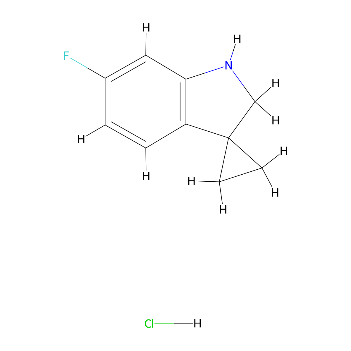 6'-Fluorospiro[cyclopropane-1,3'-indoline] hydrochloride molecular structure, CAS 2197055-61-9