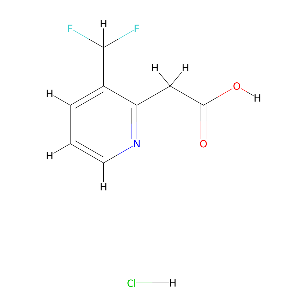 2-[3-(Difluoromethyl)pyridin-2-yl]acetic acid hydrochloride molecular structure, CAS 2197055-62-0