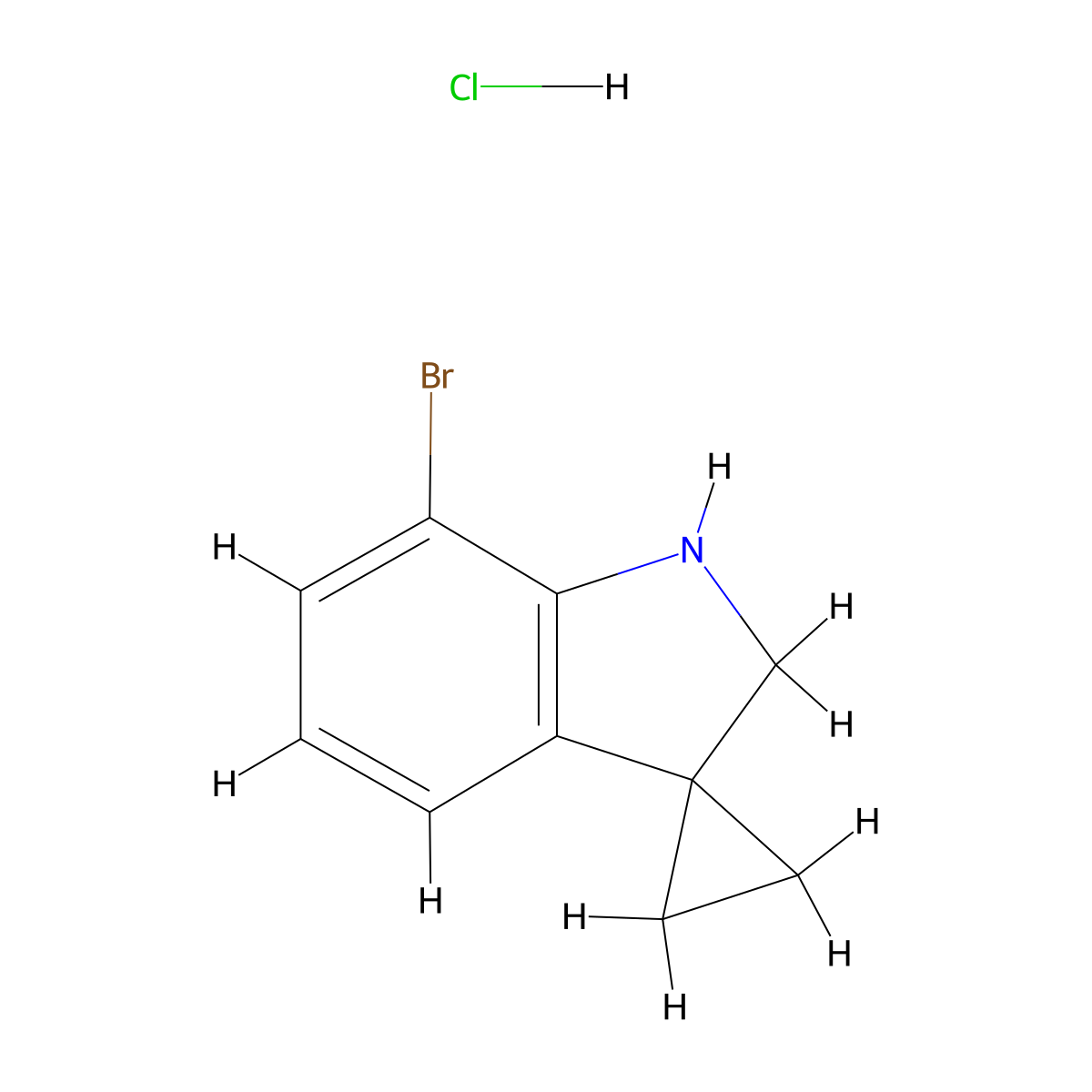 7'-Bromospiro[cyclopropane-1,3'-indoline] hydrochloride molecular structure, CAS 2197055-67-5