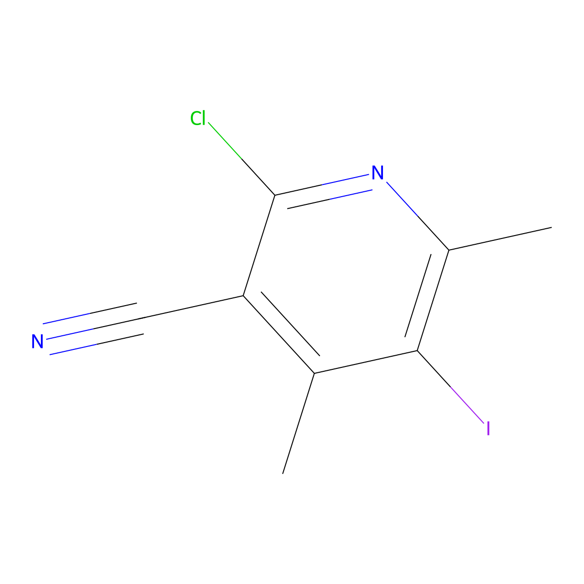 2-Chloro-5-iodo-4,6-dimethylpyridine-3-carbonitrile molecular structure, CAS 2197055-80-2