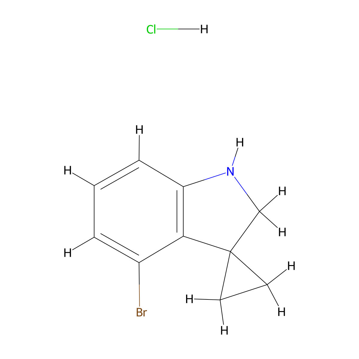 4'-Bromospiro[cyclopropane-1,3'-indoline] hydrochloride molecular structure, CAS 2197056-47-4