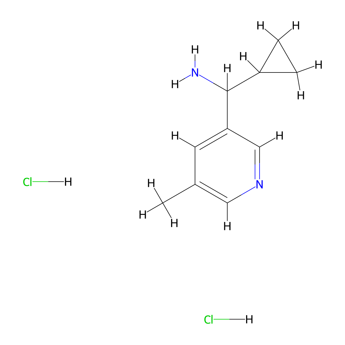 Cyclopropyl(5-methylpyridin-3-yl)methanamine dihydrochloride molecular structure, CAS 2197056-58-7