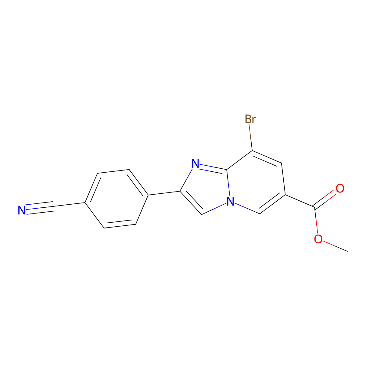 Methyl 8-bromo-2-(4-cyanophenyl)imidazo[1,2-a]pyridine-6-carboxylate molecular structure, CAS 2197056-59-8