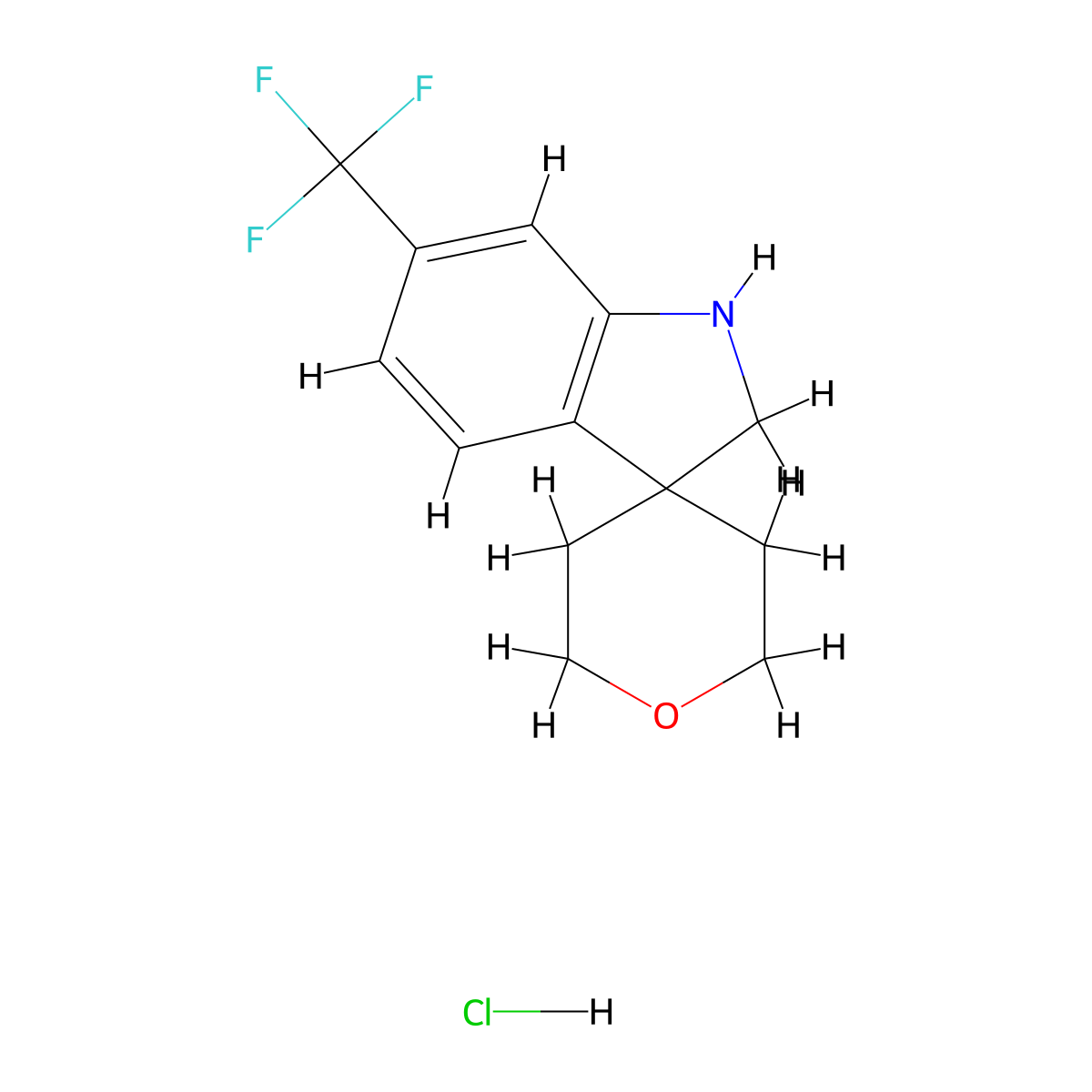 6-(Trifluoromethyl)-1,2-dihydrospiro[indole-3,4'-oxane] hydrochloride molecular structure, CAS 2197056-61-2