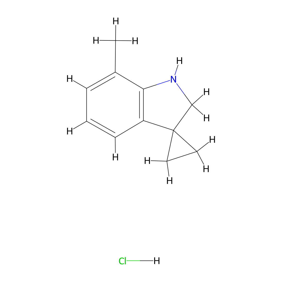 7'-Methyl-1',2'-dihydrospiro[cyclopropane-1,3'-indole] hydrochloride molecular structure, CAS 2197056-64-5