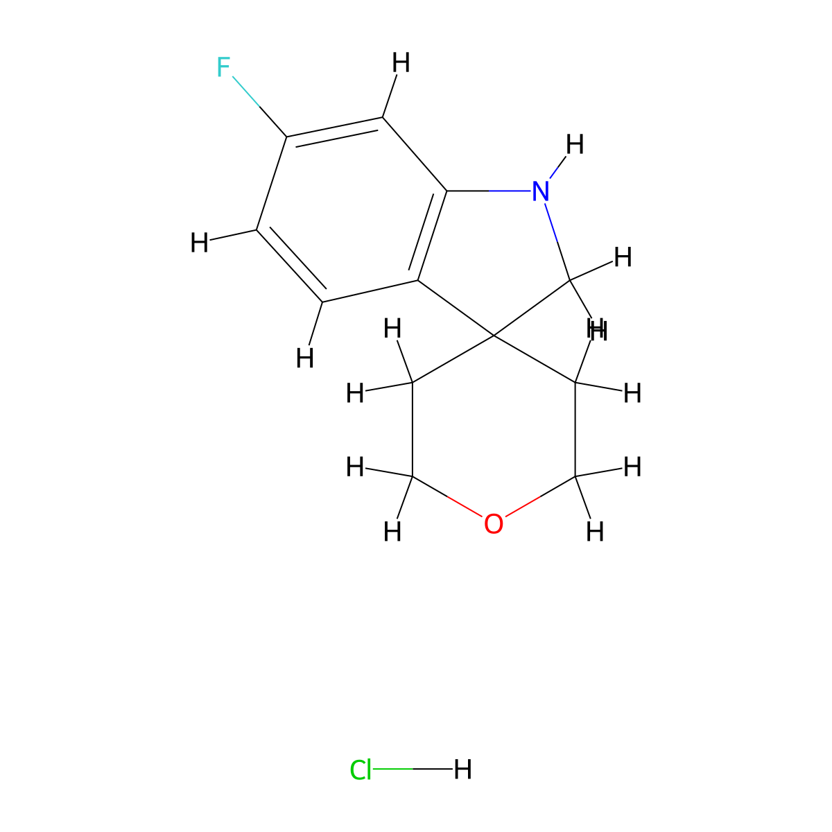 6-Fluoro-1,2-dihydrospiro[indole-3,4'-oxane] hydrochloride molecular structure, CAS 2197056-74-7