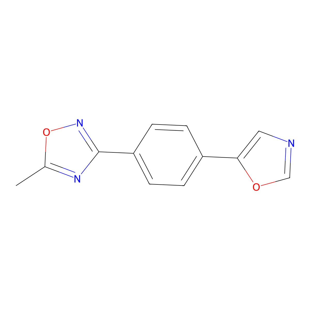 5-Methyl-3-[4-(1,3-oxazol-5-yl)phenyl]-1,2,4-oxadiazole molecular structure, CAS 2197056-77-0