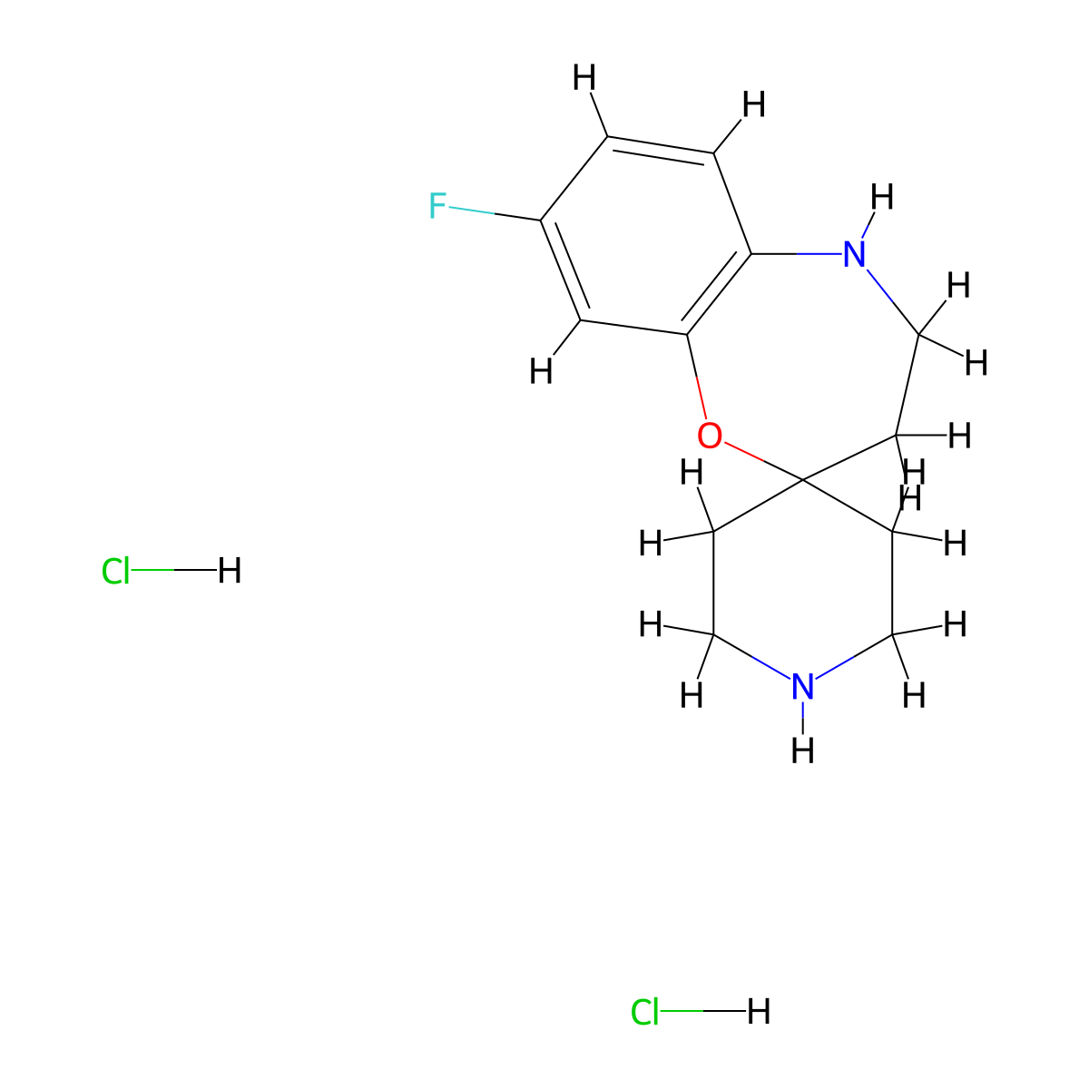 8-Fluoro-4,5-dihydro-3H-spiro[1,5-benzoxazepine-2,4'-piperidine] dihydrochloride molecular structure, CAS 2197056-79-2