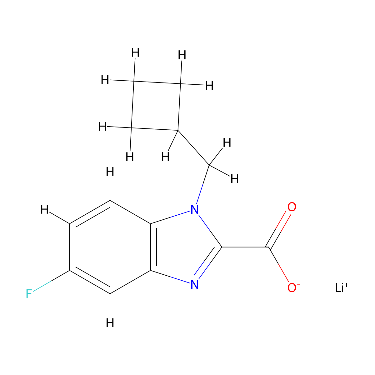 Lithium 1-(cyclobutylmethyl)-5-fluoro-1H-benzo[d]imidazole-2-carboxylate molecular structure, CAS 2197056-95-2