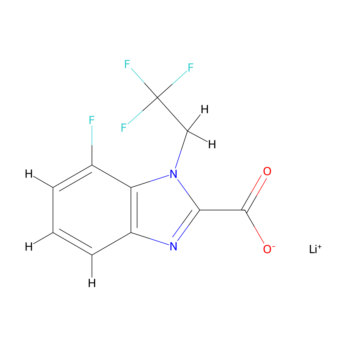 Lithium 7-fluoro-1-(2,2,2-trifluoroethyl)-1H-benzo[d]imidazole-2-carboxylate molecular structure, CAS 2197056-99-6