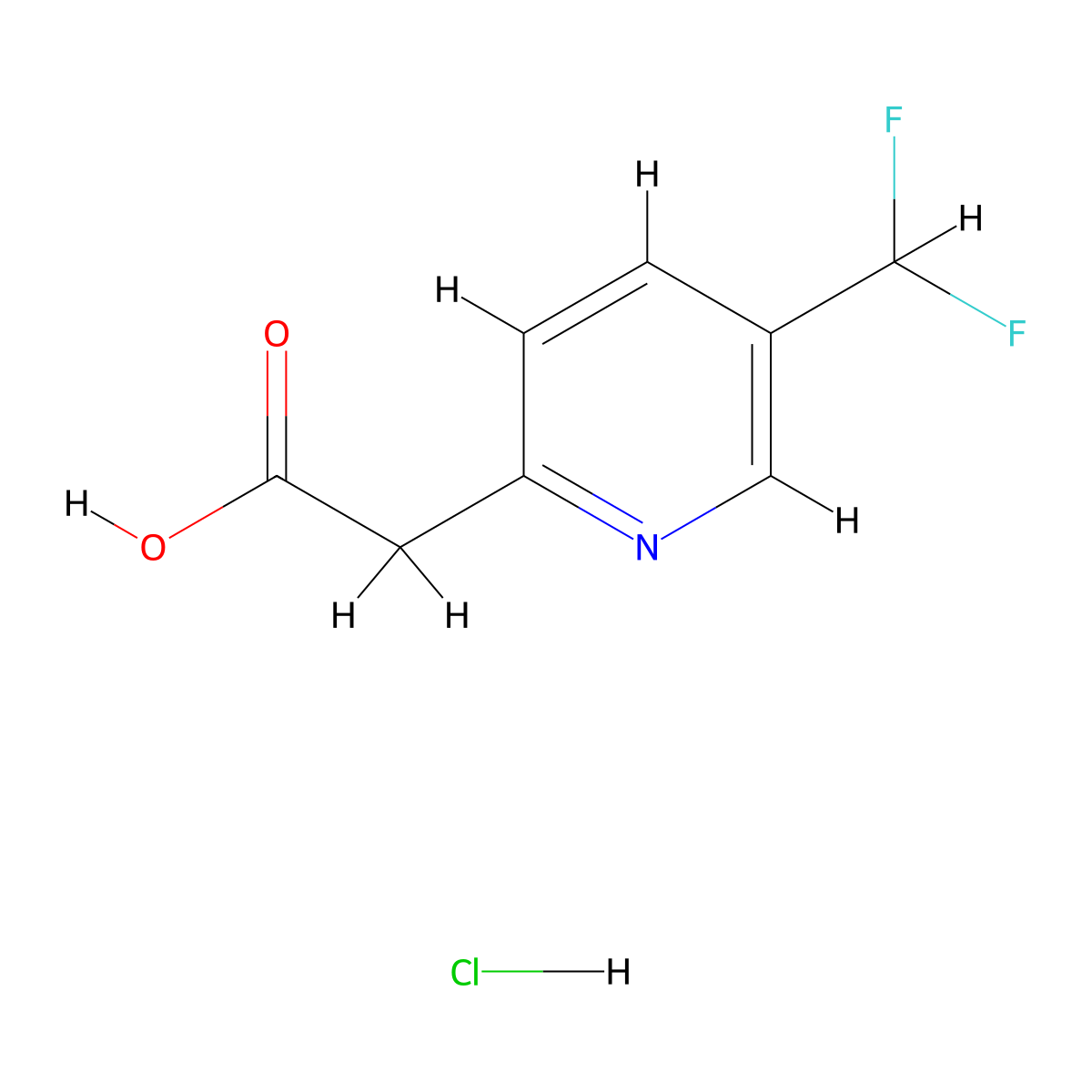 2-[5-(Difluoromethyl)pyridin-2-yl]acetic acid hydrochloride molecular structure, CAS 2197057-00-2