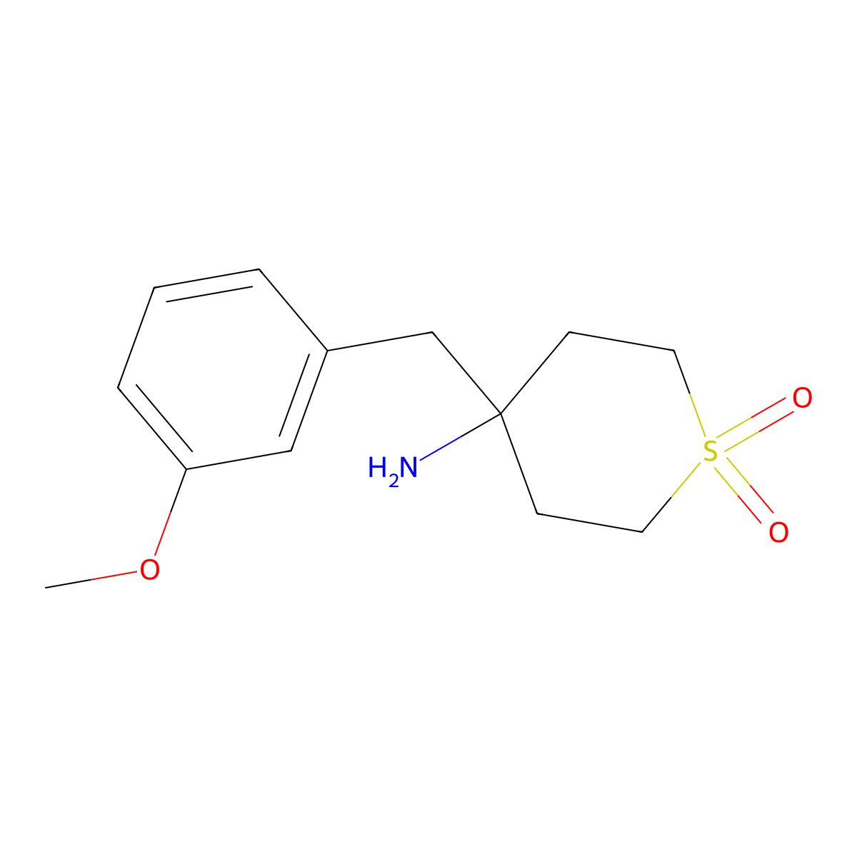 4-Amino-4-[(3-methoxyphenyl)methyl]-1Lambda(6)-thiane-1,1-dione molecular structure, CAS 2197057-01-3