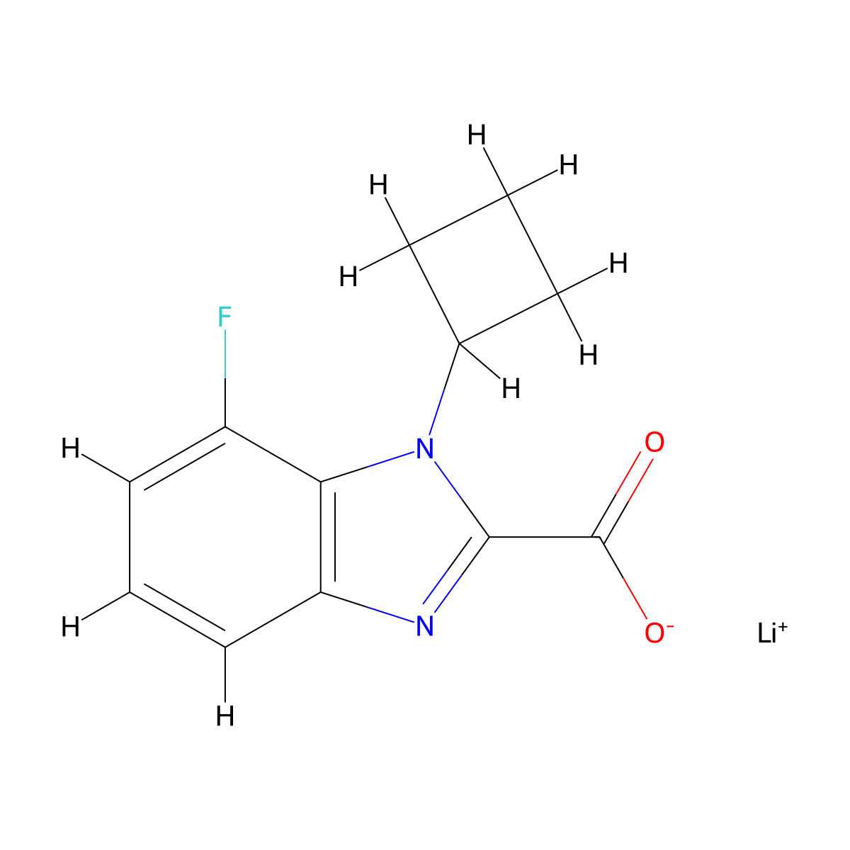 Lithium 1-cyclobutyl-7-fluoro-1H-benzo[d]imidazole-2-carboxylate molecular structure, CAS 2197057-04-6