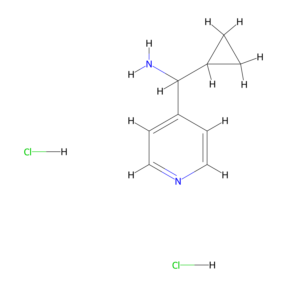 Cyclopropyl(pyridin-4-yl)methanamine dihydrochloride molecular structure, CAS 2197057-05-7