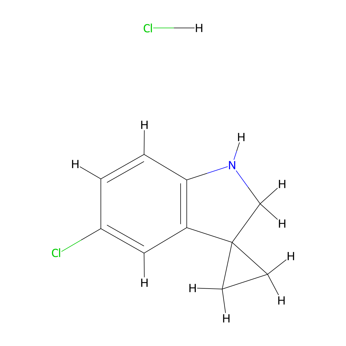 5'-Chloro-1',2'-dihydrospiro[cyclopropane-1,3'-indole] hydrochloride molecular structure, CAS 2197057-06-8