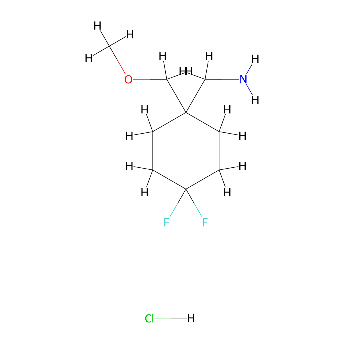 [4,4-Difluoro-1-(methoxymethyl)cyclohexyl]methanamine hydrochloride molecular structure, CAS 2197057-10-4