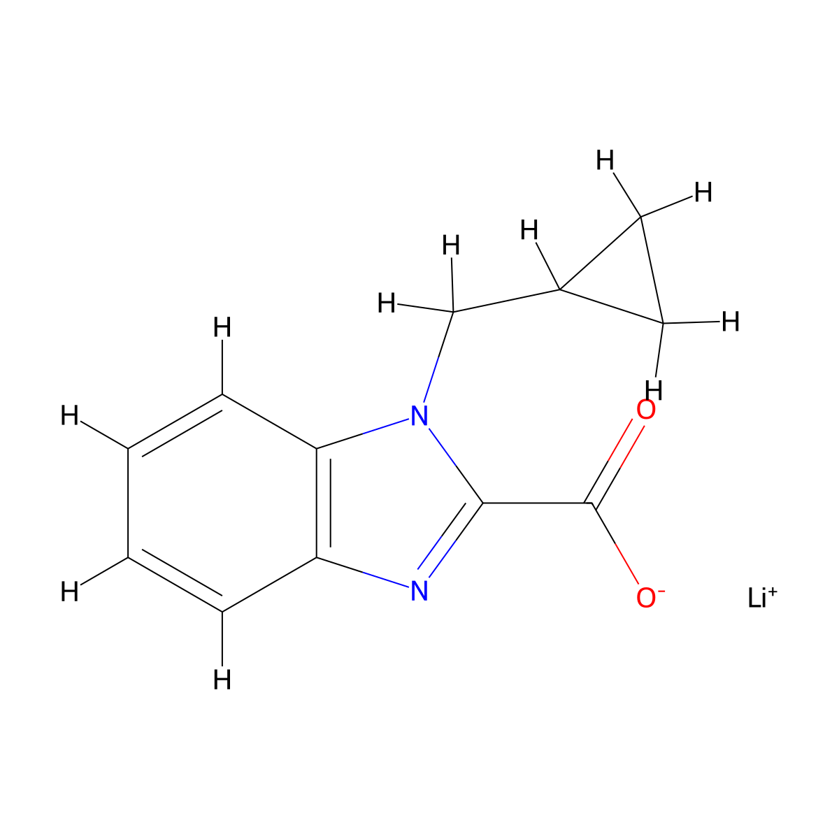 Lithium 1-(cyclopropylmethyl)-1H-benzo[d]imidazole-2-carboxylate molecular structure, CAS 2197057-24-0