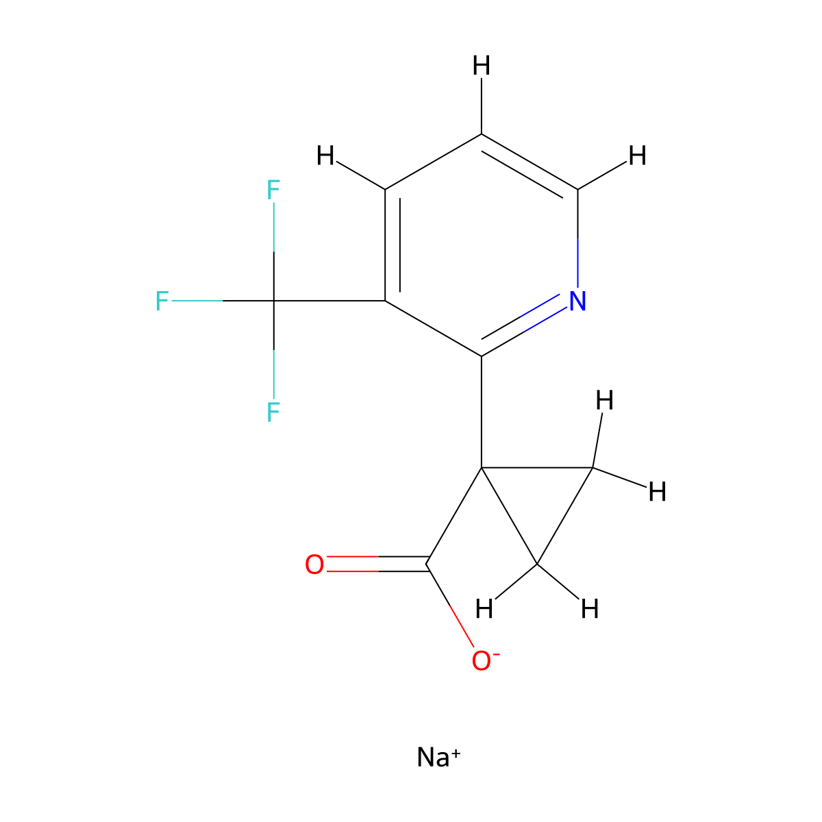 Sodium 1-[3-(trifluoromethyl)pyridin-2-yl]cyclopropanecarboxylate molecular structure, CAS 2197057-30-8