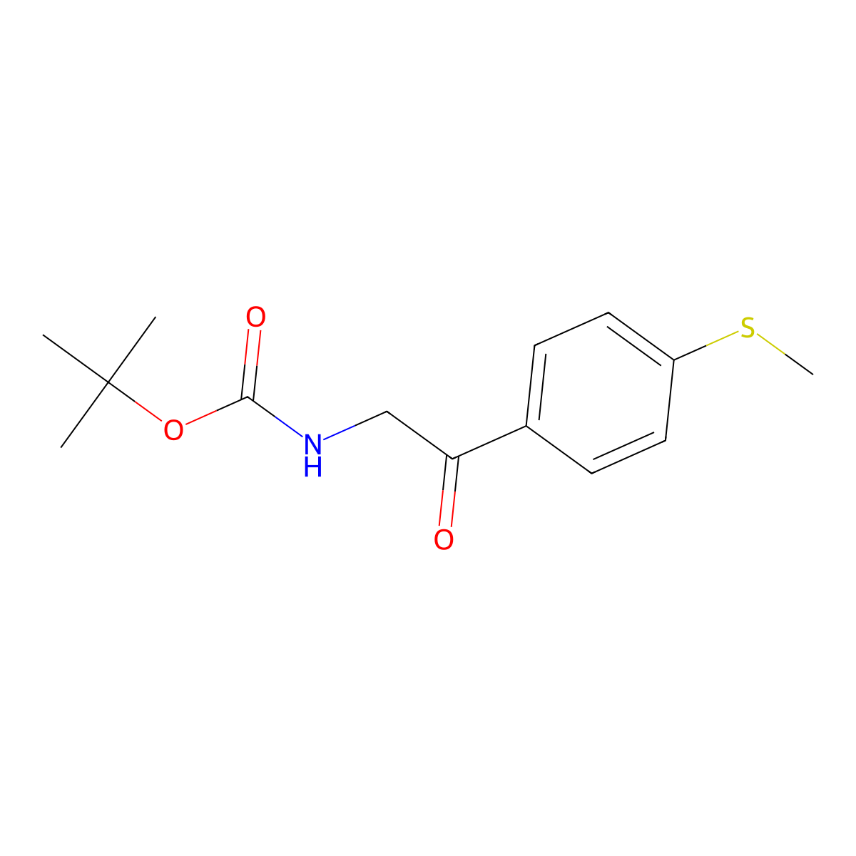 Tert-butyl (2-(4-(methylthio)phenyl)-2-oxoethyl)carbamate molecular structure, CAS 2197057-31-9