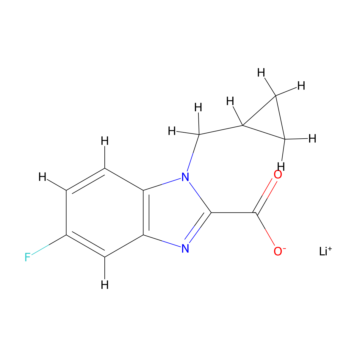 Lithium 1-(cyclopropylmethyl)-5-fluoro-1H-benzo[d]imidazole-2-carboxylate molecular structure, CAS 2197057-47-7