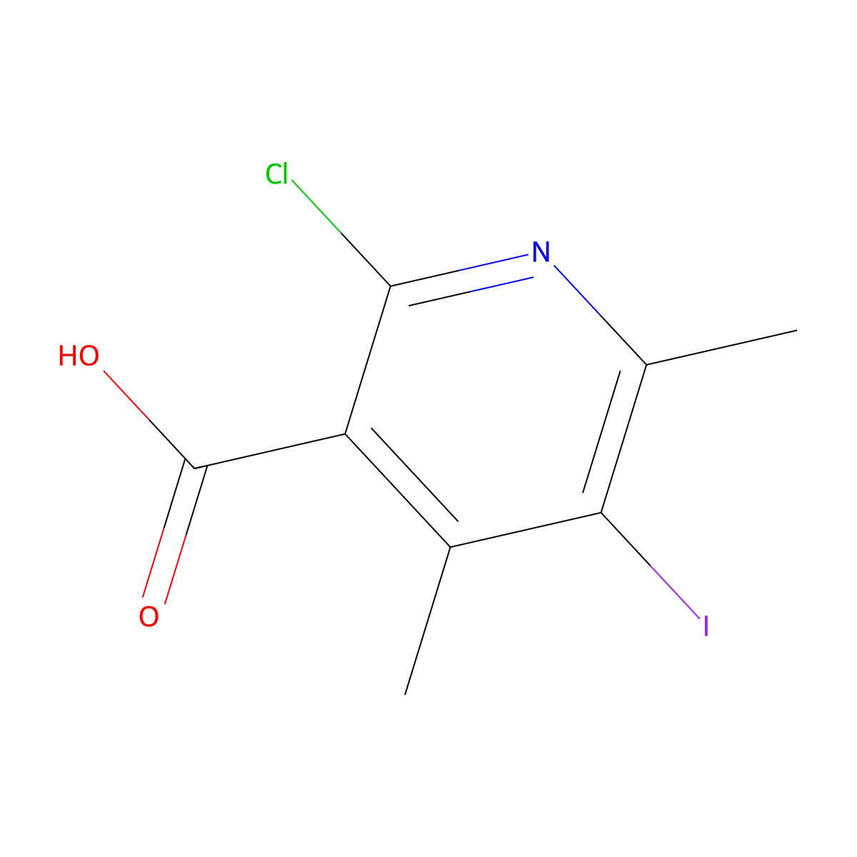 2-Chloro-5-iodo-4,6-dimethylpyridine-3-carboxylic acid molecular structure, CAS 2197057-50-2
