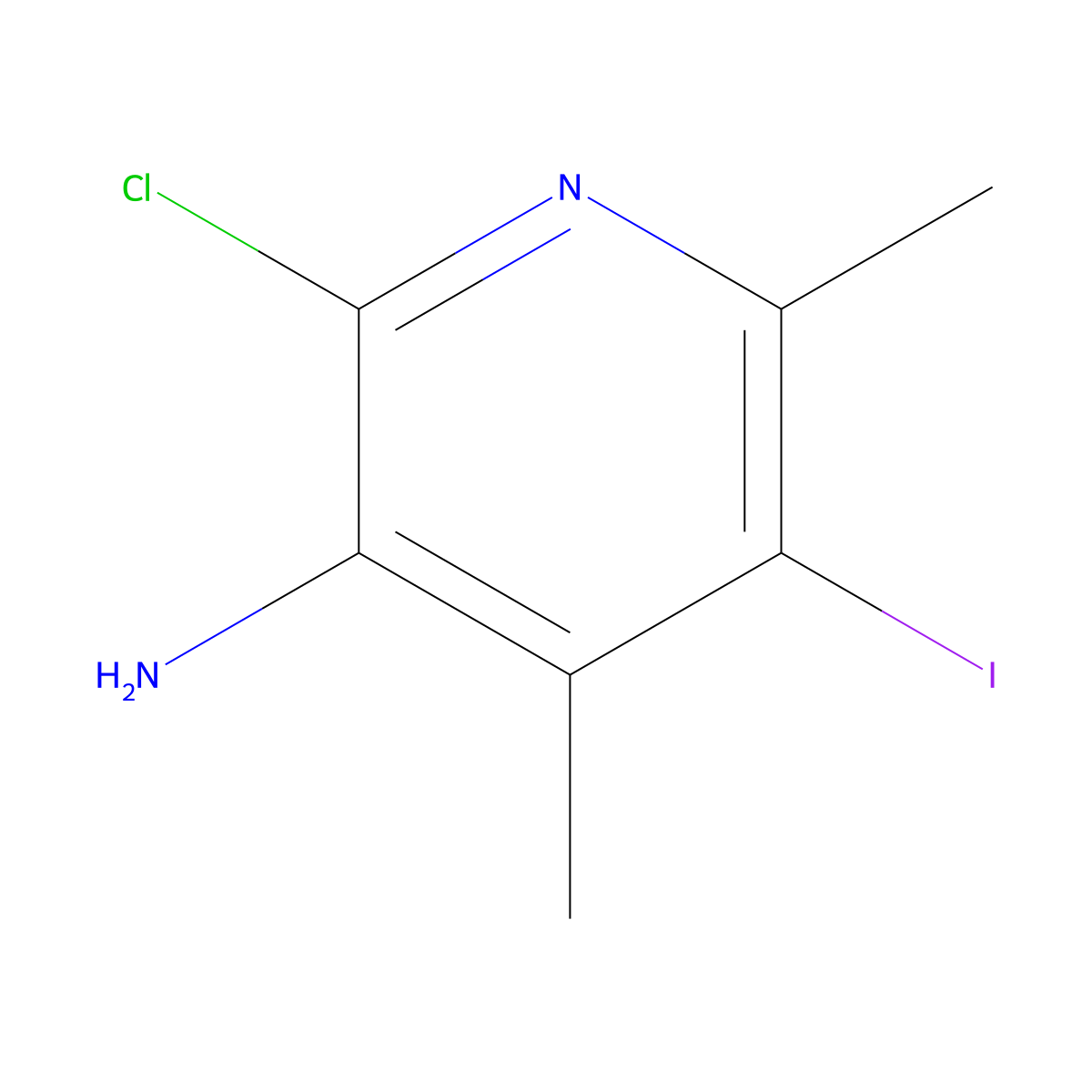 2-Chloro-5-iodo-4,6-dimethylpyridin-3-amine molecular structure, CAS 2197057-54-6