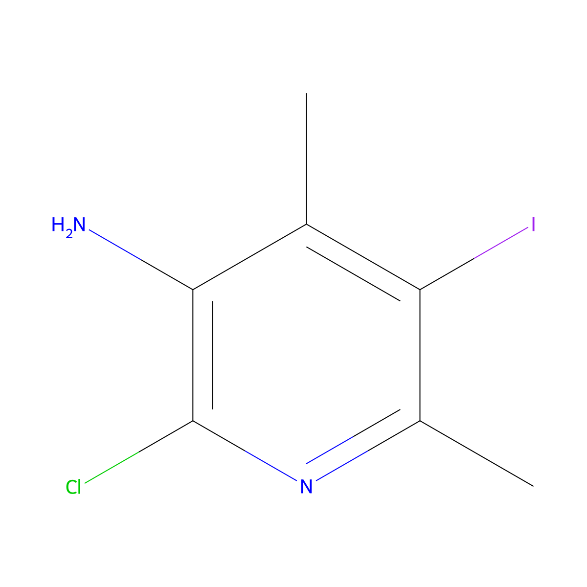 2-Chloro-5-iodo-4,6-dimethylpyridin-3-amine molecular structure, CAS 2197057-54-6