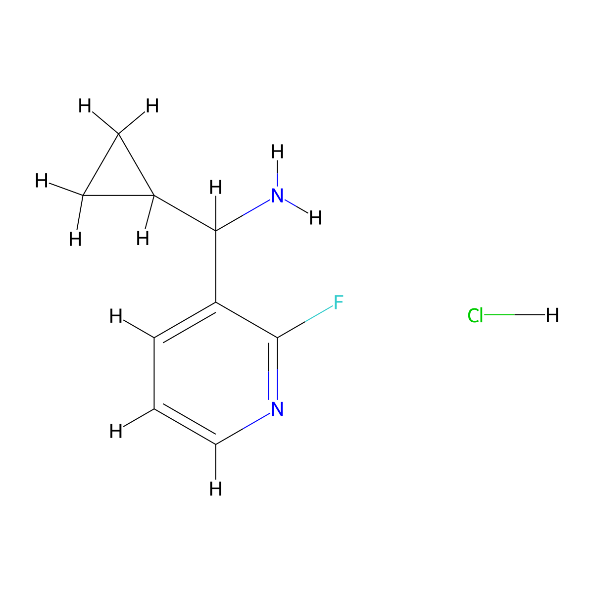 Cyclopropyl(2-fluoropyridin-3-yl)methanamine hydrochloride molecular structure, CAS 2197057-57-9