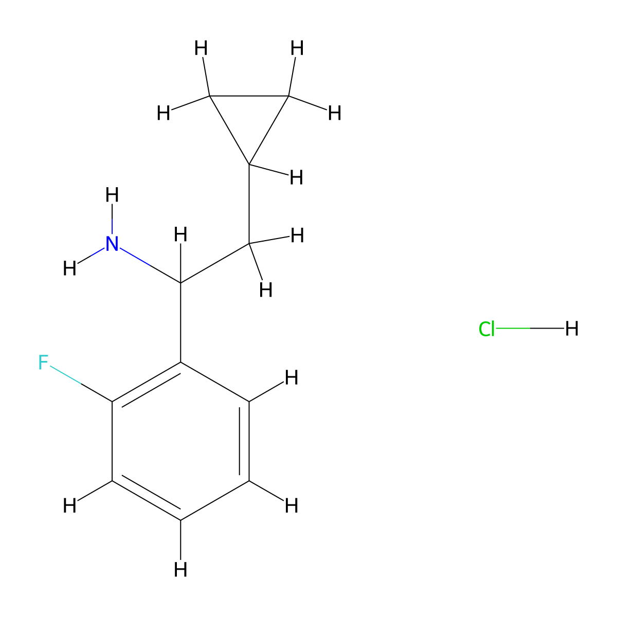 2-Cyclopropyl-1-(2-fluorophenyl)ethanamine hydrochloride molecular structure, CAS 2197057-58-0