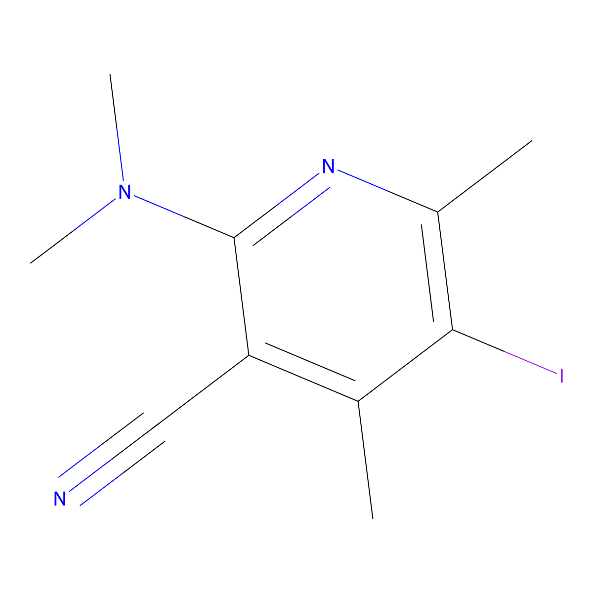 2-(Dimethylamino)-5-iodo-4,6-dimethylpyridine-3-carbonitrile molecular structure, CAS 2197057-61-5