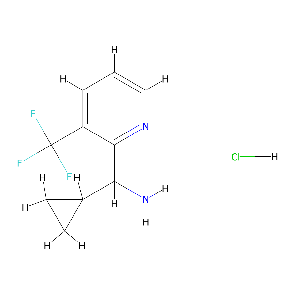 Cyclopropyl[3-(trifluoromethyl)pyridin-2-yl]methanamine hydrochloride molecular structure, CAS 2197057-63-7