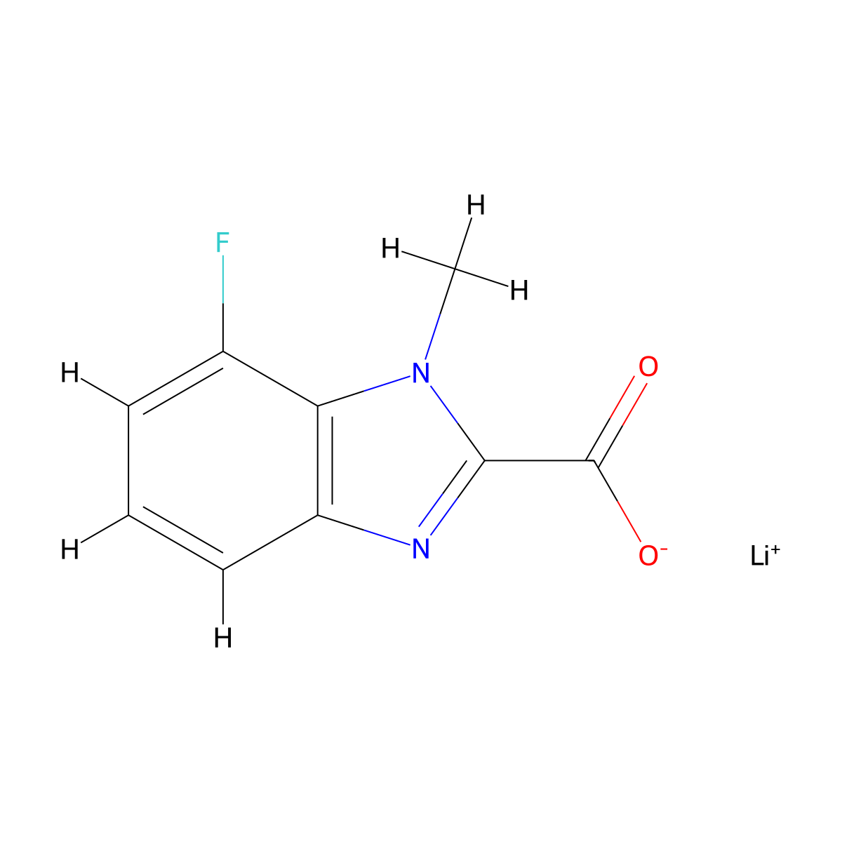 Lithium 7-fluoro-1-methyl-1H-benzo[d]imidazole-2-carboxylate molecular structure, CAS 2197057-64-8