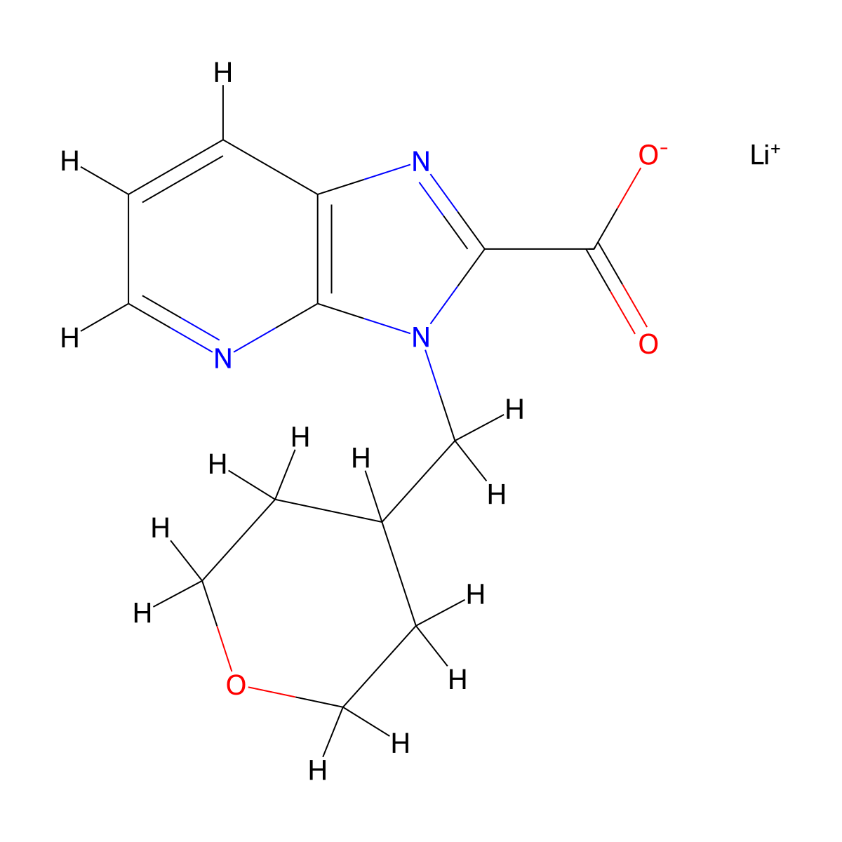 Lithium 3-[(tetrahydro-2H-pyran-4-yl)methyl]-3H-imidazo[4,5-b]pyridine-2-carboxylate molecular structure, CAS 2197061-55-3