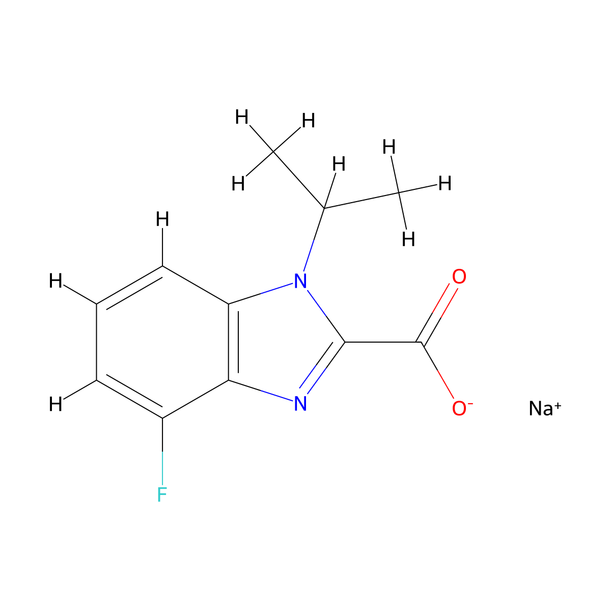 Sodium 4-fluoro-1-isopropyl-1H-benzo[d]imidazole-2-carboxylate molecular structure, CAS 2197061-57-5
