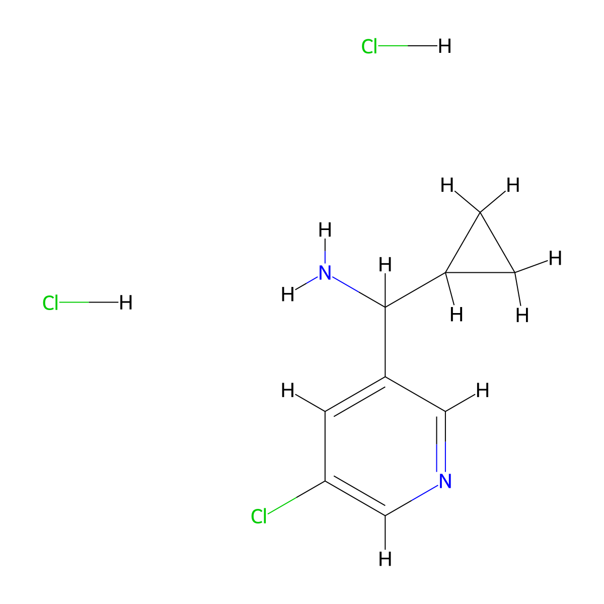 (5-Chloropyridin-3-yl)(cyclopropyl)methanamine dihydrochloride molecular structure, CAS 2197061-67-7