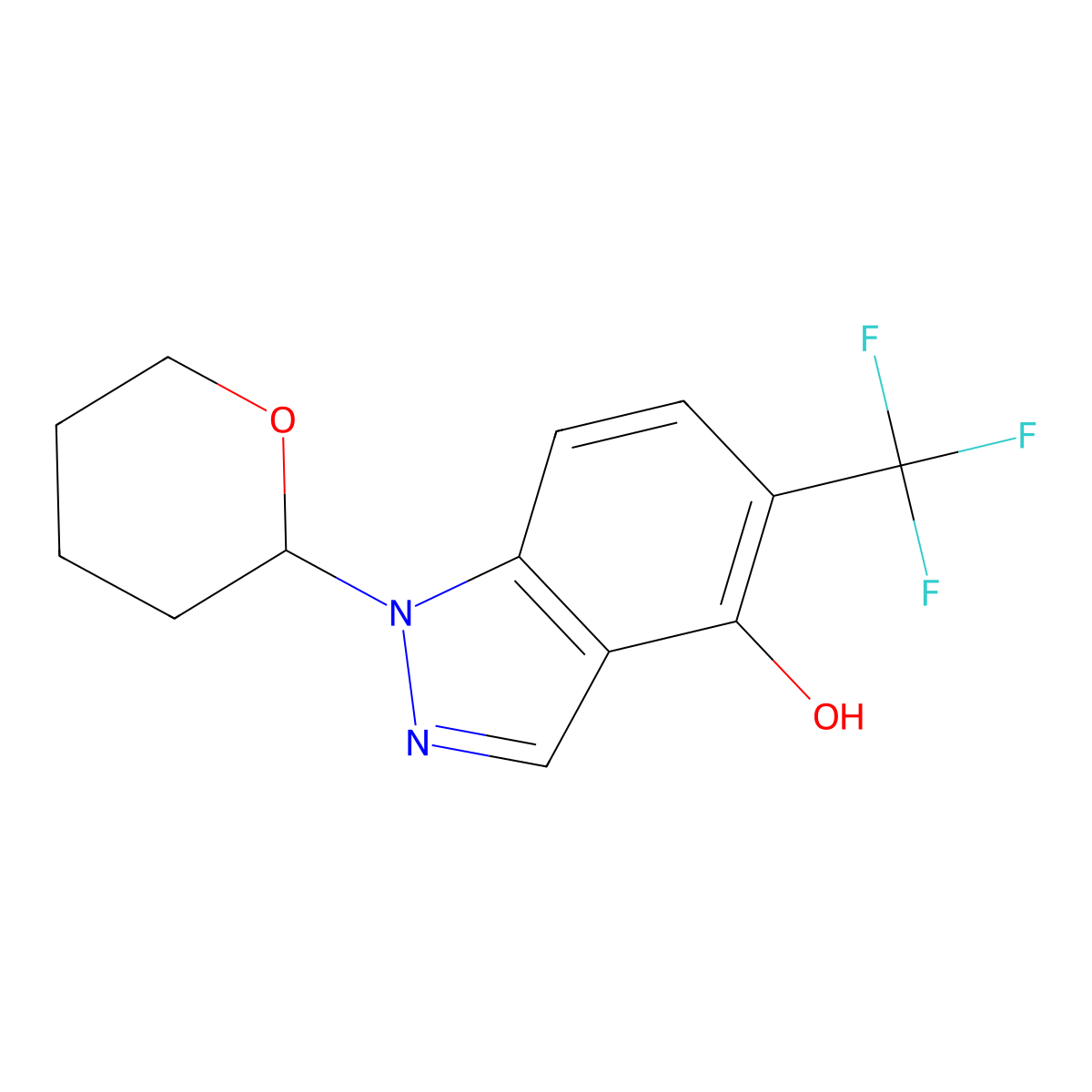 1-(Tetrahydro-2H-pyran-2-yl)-5-(trifluoromethyl)-1H-indazol-4-ol molecular structure, CAS 2197061-68-8