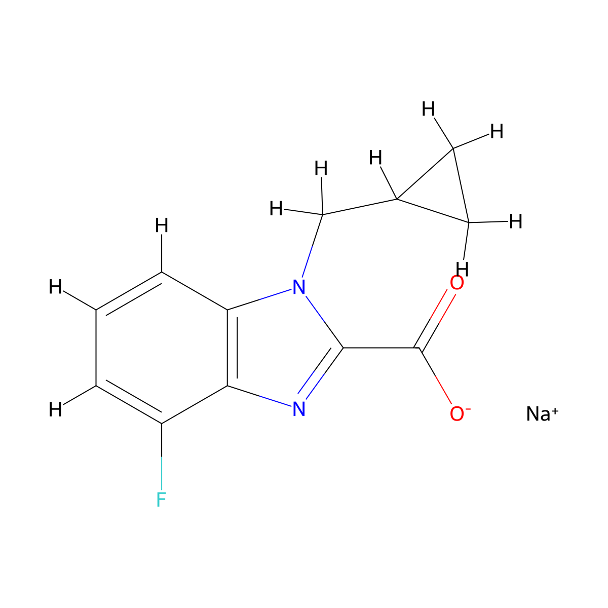 Sodium 1-(cyclopropylmethyl)-4-fluoro-1H-benzo[d]imidazole-2-carboxylate molecular structure, CAS 2197061-70-2