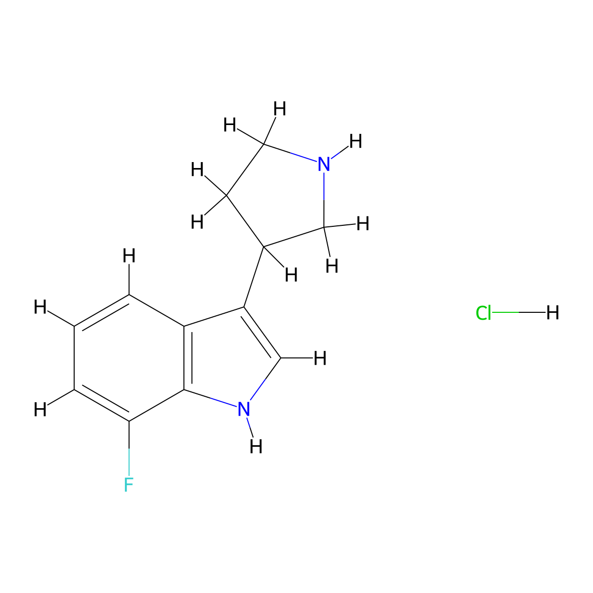 7-Fluoro-3-(pyrrolidin-3-YL)-1H-indole hydrochloride molecular structure, CAS 2197061-82-6